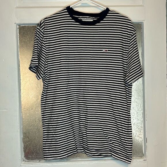 tommy jeans Tops - Tommy Jeans Women’s Black and White Striped Short Sleeve Tshirt size S/P